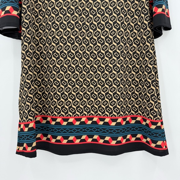 Jude Connally Lexi Dress V-Neck 3/4 Sleeve Hexigon Geo Black Size M - Picture 6 of 9